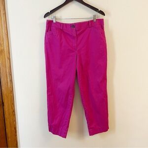 Talbots The Perfect Crop Curvy Fuchsia Pink Trouser Pants Tapered Leg Size 12
